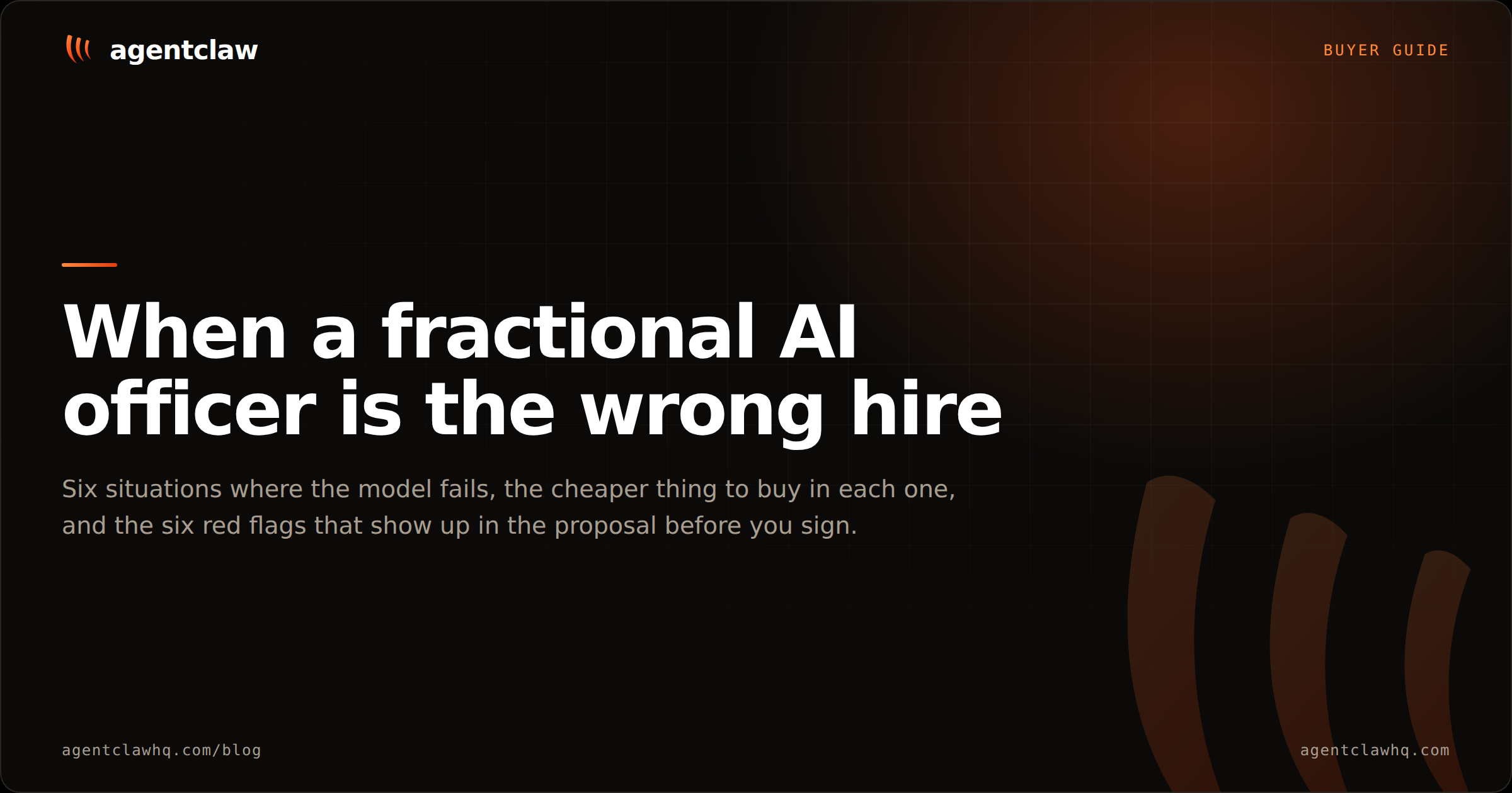 Cover card reading: when a fractional AI officer is the wrong hire, over a note about the six situations where the model fails and the cheaper thing to buy in each one.